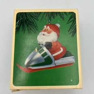 Hallmark Keepsake Ornament Snowmobile Santa Christmas w/ Original Box 1985 VTG